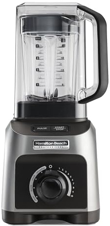 Hamilton Beach Professional Quiet Shield Blender, 1500 Watts Peak Power, 32oz BPA Free Jar, 4 Programs & Variable Speed Dial for Smoothies, Ice Crush, Puree, Silver (58870)