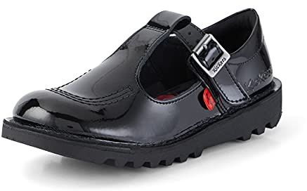 Kickers Girl's Kick T Bar Black School Shoes | Classic & Stylish | Extra Comfortable | Premium Quality, Black, 2 UK Child