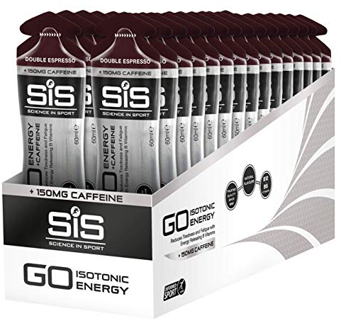 Science in Sport GO Energy Gel + Koffein Gel 30 x 60ml Doppelter Espresso, Vegan - Gel mit 150mg Koffein & 22g Kohlenhydrate, Energie für Ausdauersportler