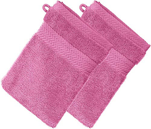Erwin Müller Waschhandschuh Friedrichshafen 2er- Pack, 100% Baumwolle rosa Größe 15x21 cm - Premium-Qualität, unvergleichlich saugfähig, hautsympathisch, formstabil (weitere Farben)