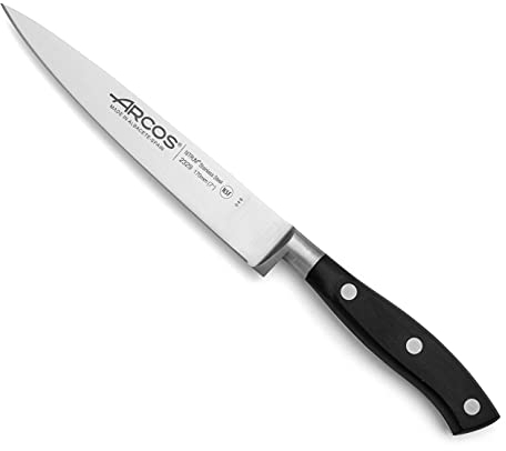Arcos Fischmesser Serie Riviera Forjada - Klinge aus Nitrum Edelstahl 18 cm - Ergonomischer Griff aus Polyoxymethylen, Ideal für Fisch und Aale - Schwarz