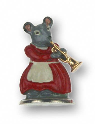 Zinnfigur Maus mit Trompete zum Stellen