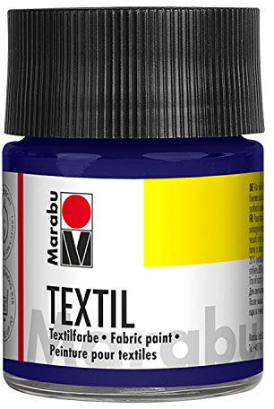 Marabu 17160005051 - Textil Stoffmalfarbe violett dunkel 50 ml, Stoffdruckfarbe auf Wasserbasis, für helle Stoffe, waschbeständig bis 60°C, weicher Griff, einfache Fixierung durch Bügeln o. Backofen