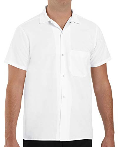 Chef Designs Mens Cook Work Utility Button Down Shirt, White, X-Large US