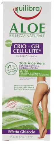 Equilibra Aloe Crio Gel Celluliter, Färsk Gel Av Aloe Vera, Främjar Perifer Cirkulation, Celluliter Och Orangeskinn, 200 ml, Förpackning med 1