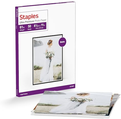 Staples Ultra Premium Matte Photo Paper 8.5-Inch x 11-Inch 50/Pack, For Office, School & Home