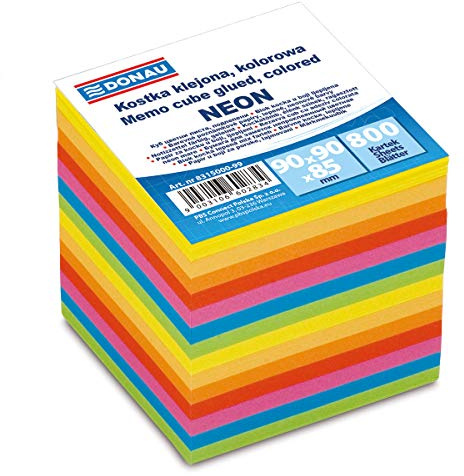 DONAU 8315000-99 Bloc de notes autocollants écologiques 90 x 90 x 90 mm 700 feuilles de couleurs vives pour bureau, école