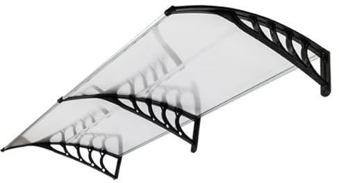 GC Global Direct UV Protection Overhead Clear Outdoor Patio Awnings, Window Awnings (6.5FT, Black)