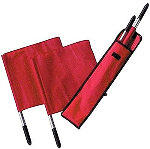 Tandem Sport Deluxe Red Linesman Flags - Referee Flags with Comfortable Soft Grip Handles - Volleyball and Soccer Referee Flags - Set of 4 with Carrying Bag