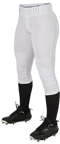 CHAMPRO Women's Tournament Traditional Low-Rise Polyester Softball Pant, Small, White