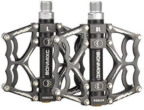 BONMIXC Pedale Mountainbike, Rennrad-Pedale Aluminiumlegierung Plattform mit Abgedichtetes Lager, 9/16 Zoll Gewinde (Schwarz)