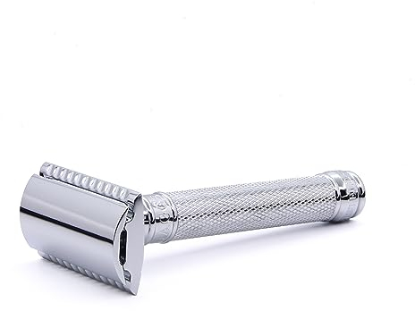 Edwin Jagger DE89KN gerändeltes Detail verchromt Double Edge Sicherheitsrasiermesser