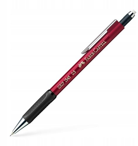 Faber-Castell 134521 - Druckbleistift GRIP, Minenstärke: 0,5 mm, Schaftfarbe: rot-metallic, 1 Stück