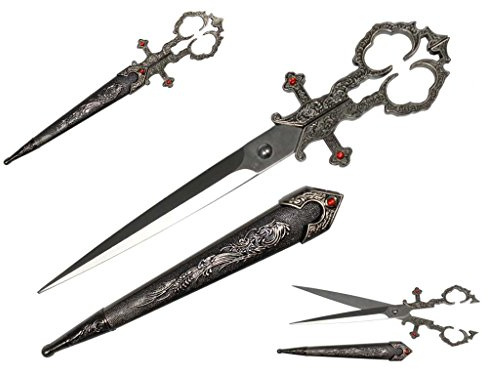 Medieval Renaissance Scissors Bodice Dagger Dirk Knife (Silver)