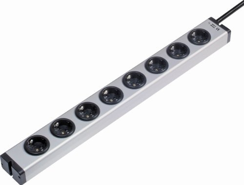 ALU HiFi 8-Fach Steckdosenleiste - Massives VOLL-Aluminium-Gehäuse und Vollkupferschiene - Hi-Fi-Leiste mit 2,5mm²-Zuleitung und geradem Zentral-Stecker - Ehmann - 0600x0008203a