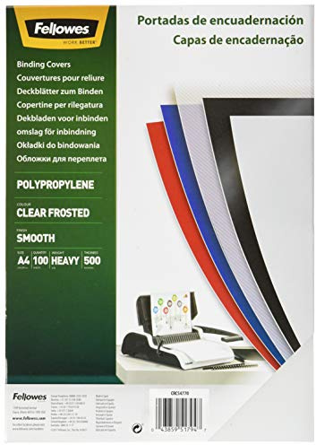 Fellowes 54770 - Portadas para encuadernar de polipropileno, A4, transparente