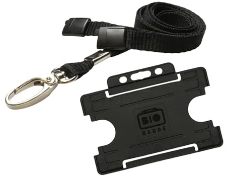 Customcard Ltd Lobster Clip Lanyard with Card Holder - Yellow Quick Release Lanyards for Neck - Ideal for Office, Work, Staff, ID Card Access - Sturdy Material, Conference/Office - (Black)