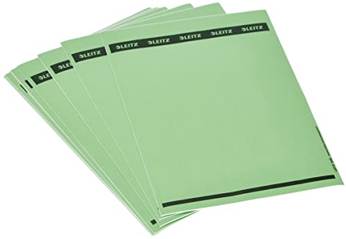 Leitz PC-beschriftbare Rückenschilder selbstklebend für Standard- und Hartpappe-Ordner, 125 Stück, Langes und schmales Format, 39 x 285 mm, Papier, grün, 16880055