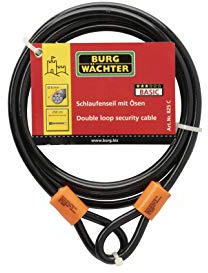 Burg-Wächter 825C 8mm x 2.5m Double Loop Vinyl Coated Multi-Stranded Braided Steel Cable with Self Coiling-Black