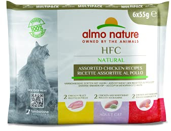 almo nature Multipack Katzenfutter nass HFC Natural - 3 Sorten mit Huhn 6 x 55g, 1er Pack (1 x 0.330 kilograms)