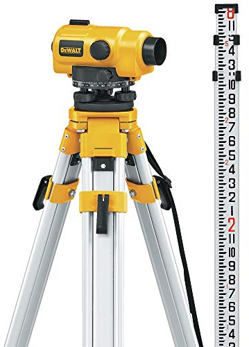 DEWALT DW096PK 26X Automatic Optical Level Kit with Tripod, Rod, and Carrying Case, Yellow