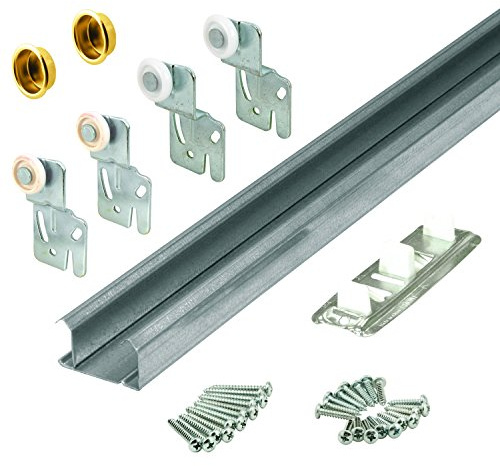 Prime-Line 161792 By-Pass Closet Track Kit, 60 In., 2-Door Hardware, Brass-Plated Pulls (1 Kit)