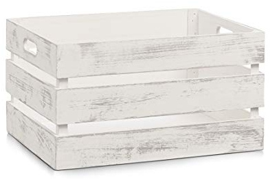 Zeller 15132 Aufbewahrungs-Kiste, Holz, Vintage weiß, 39 x 29 x 21 cm