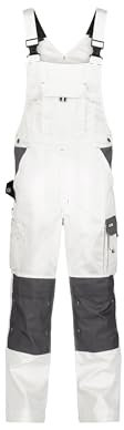 DASSY® Versailles Zweifarbige Arbeitslatzhose mit Kniepolstertaschen - Größe 64 - WEIß/ZEMENTGRAU