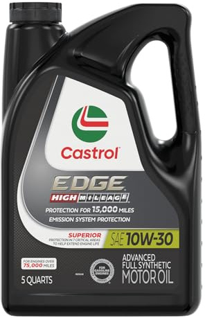 Castrol EDGE High Mileage 10W-30 Advanced Full Syn Motor Oil, 5 Quarts