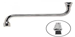 SOMATHERM FOR YOU, Bec dessous 15/21 avec aérateur, longueur 200 mm, chromé, pour eau chaude et froide, écrou 15/21, idéal pour robinetterie sanitaire, finition gris/argent