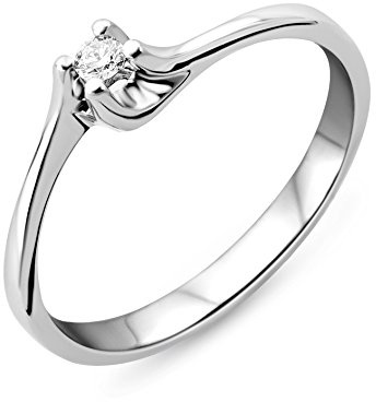 Miore - Anello solitario in oro bianco 375/1000