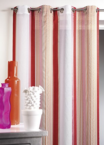 HomeMaison Tenda in stamigna, Motivo: Righe Verticali, 100% Poliestere, Mattone, 140 X 260