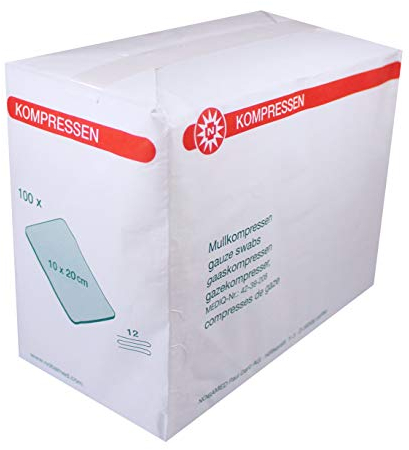 NOBA Mullkompressen Kompresse Verbandmull 10 x 20 cm 12-fach 100 Stück
