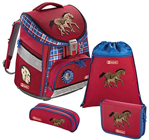Step by Step Schulranzen-Set, Schultaschen-Set Comfort Horse Family, 4-teilig