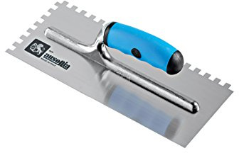 Ausonia - Frattazzo con lama in acciaio INOX cm 28X12 con dentatura con dente 7,5x7,5 MM e manico in gomma