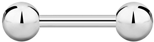 Forbidden Body Jewelry nipple barbell, nipple bars, silver nipplerings piercing Surgical Steel 12g - 12mm Straight Barbell Body Jewelry, 6mm Balls