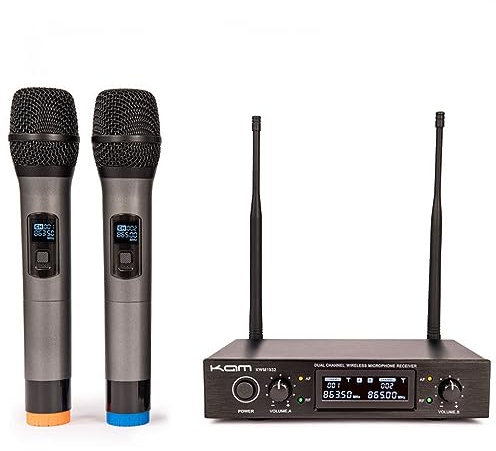 KAM UHF Fixed Twin Channel Professional Wireless Microphone System