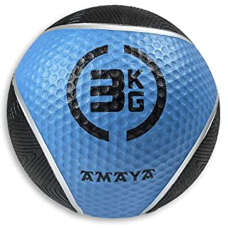 AMAYA SPORT Balón Medicinal Caucho High Grip - 3 kg, Slam Ball de Caucho Antideslizante, Wall Ball de Agarre Cómodo y Bote moderado para Entrenamiento Fitness