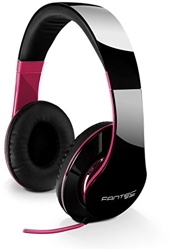 FANTEC SHP-250AJ Stereo HiFi Kopfhörer (mit Bügel, On Ear, 3, 5 mm Klinkestecker, Bassstark, Große und weiche Ohrpolster) schwarz/pink