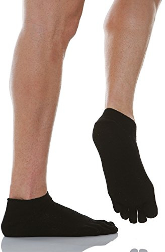Relaxsan 650CS (Nero 5/XL) Calzini con dita Uomo Donna, Fantasmini, Senza Elastico, Piedi Diabetici, Traspiranti, Cotone e Argento