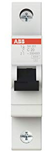 ABB SH201-C20 Miniature Circuit Breaker, 1 Pole, 20 Amp (ABB2CDS211001R0204)