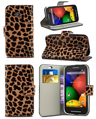 London Gadget Store New Creative Graphic Pattern Wallet Case Cover Printed Design with Integrated Stand for Samsung Galaxy S6 Edge SM-G925F - Leopard Skin (Brown)