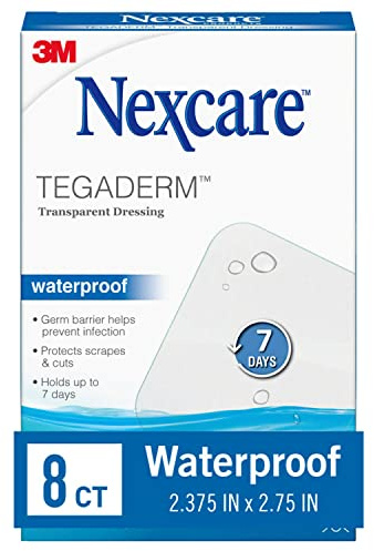 Nexcare Tegaderm Waterproof Transparent Dressing, Flexible and Breathable, Post-Surgical Incisions, 2-3/8-Inches X 2-3/4-Inches, 8 Count