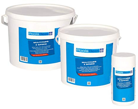 PoolsBest 1,2kg Chlor Multitabs 2 Speed 7 in 1 I 300g Chlortabletten für Pool mit 2-Phasen Desinfektion I Chlortabs schnelllöslich & langsamlöslich I Pooltabs zur Dauerdesinfektion & Stoßchlorung