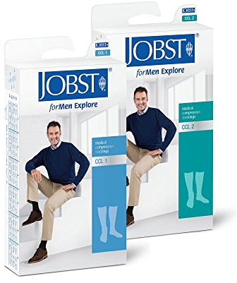 Jobst forMen Explore - Herren Kompressionsstrümpfe Kniestrümpfe | KKL2 | regular | Khaki | VI | Reisestrümpfe | Freizeitstrümpfe | mit Baumwolle und integrierten Carbonfasern