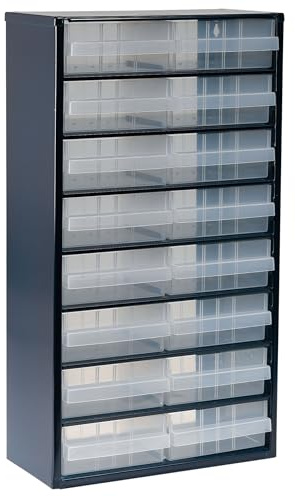 Raaco Casiers à Tiroirs C12-16, 16 tiroirs, Rangement Visserie Atelier | Avec 16 Tiroirs en Plastique, Charge 26.4 kg, 15 x 30.6 x 55.2 cm, Montable au Mur, pour Rangement Garage & Atelier - système
