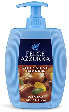 Felce Azzurra - Sapone Liquido Mani Nutriente Ambra e Argan Profumato, Igienizza e Idrata, Sapone Mani per Igiene Quotidiana Cremoso, Delicato sulla Pelle e Dermatologicamente Testato, 300 ml