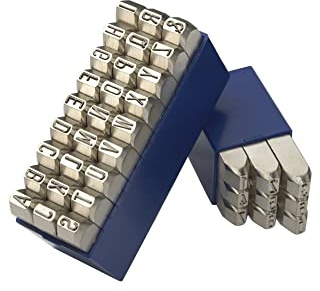 GRAVUREM-Nr. 1 Schlagzahlen und -buchstaben 0-9 + A-Z,& (Kombination) - für Edelstahl (VERNICKELTE OBERFLÄCHE) / 6mm