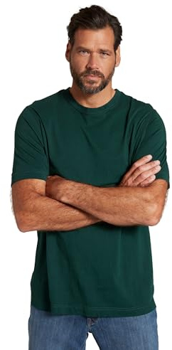 JP 1880 Herren große Größen Übergrößen Menswear L-8XL T-Shirt, Basic, Rundhals, gekämmte Baumwolle dunkelgrün 5XL 702558442-5XL