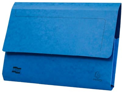 Exacompta - Ref 5255Z - Europa - Pocket Wallet, 356 x 242mm, Half Flap Front for Security, 300 Micron Premium Pressboard, Holds A4 & Foolscap Documents - Blue, Pack of 10
